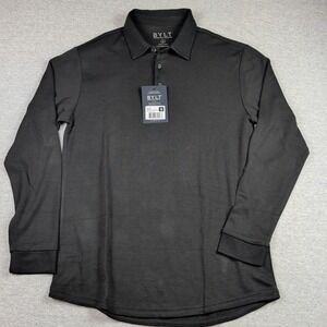 BYLT Premium Basics Comfort Wool Long Sleeve Polo Black Mens Medium NWT